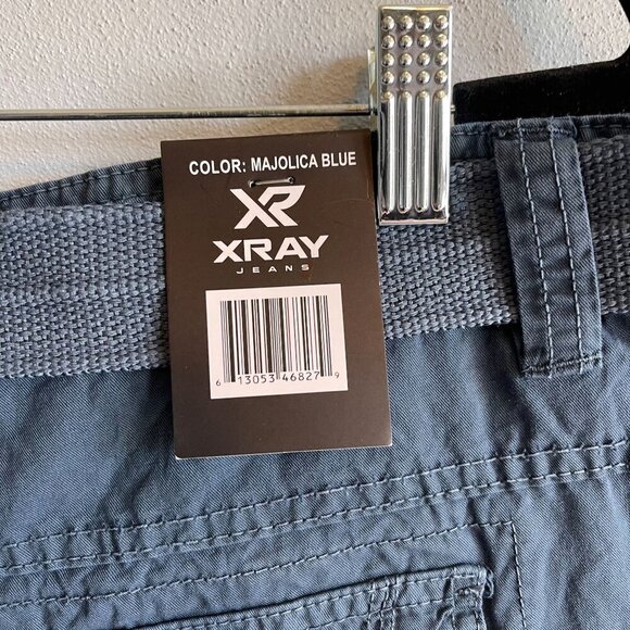X RAY Mens Classic Fit Twill Cargo Shorts Majolica Blue Size 40 NEW Hiking - Picture 11 of 14